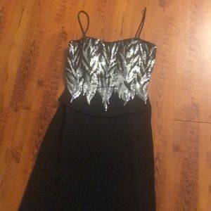 Black Floor Length Formal Gown, Sequin Bodice, Size 6